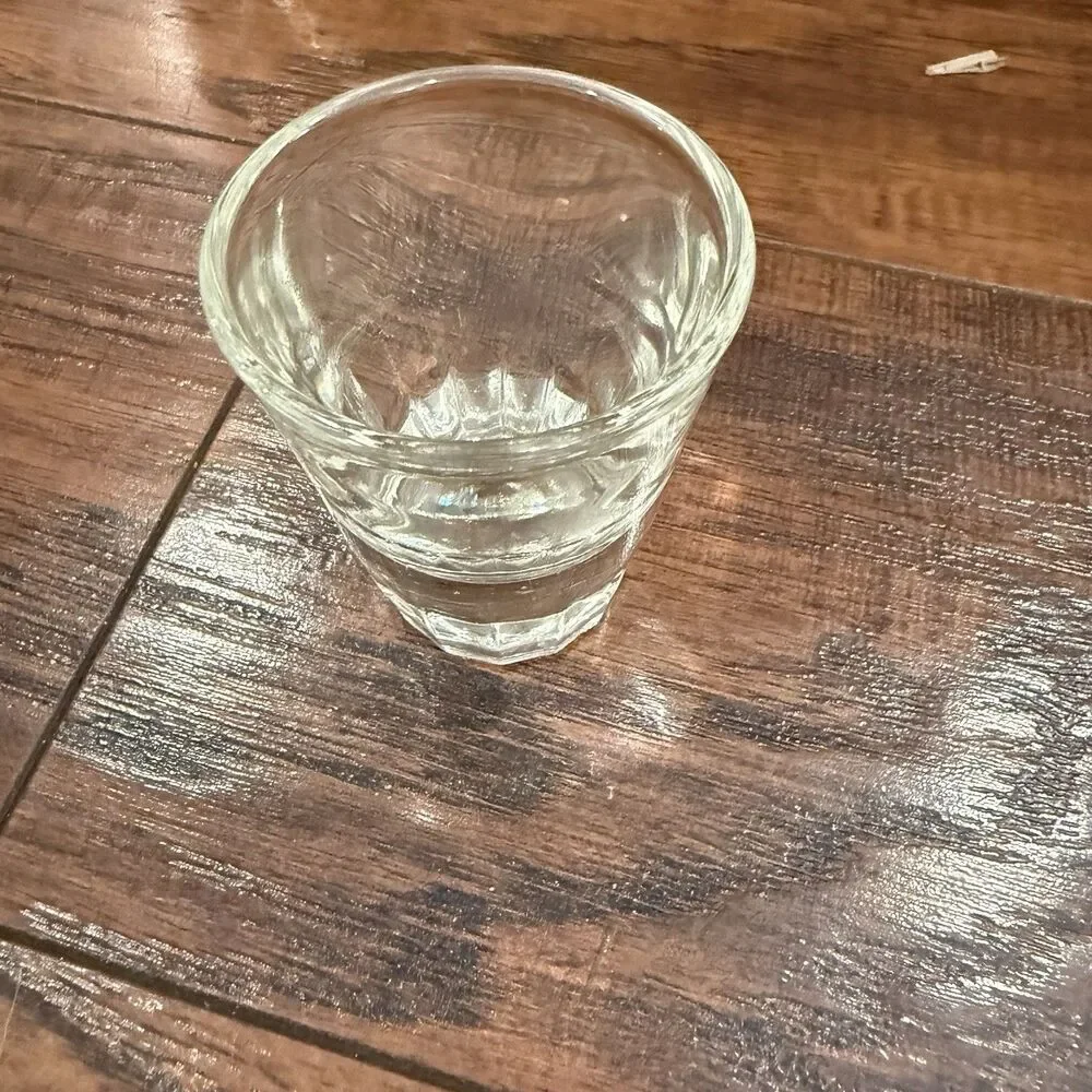 vintage Faceted Clear Glass Shot Glass 2 fl oz Round Barware H7